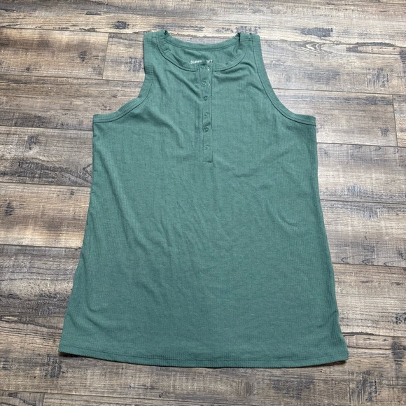 torrid Tops - Super Soft Torrid Green Sleeveless Henley Robbed Women's Size 1X